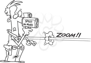 Royalty Free Clipart Image of a Cop With a Radar Gun