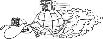 Royalty Free Clipart Image of a Racing Turtle