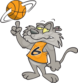 Royalty Free Clipart Image of a Cat Spinning a Basketball