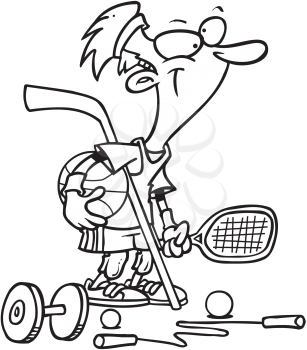 Royalty Free Clipart Image of a Man With Sporting Equipment