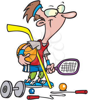 Royalty Free Clipart Image of a Man With Sporting Equipment