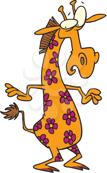 Royalty Free Clipart Image of a Giraffe Spotted With Flowers