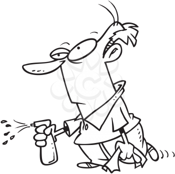 Royalty Free Clipart Image of a Man With a Spray Bottle