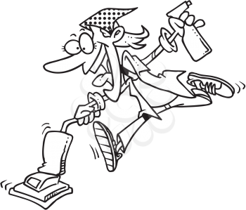 Royalty Free Clipart Image of a Woman Cleaning