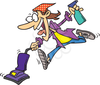 Royalty Free Clipart Image of a Woman Cleaning