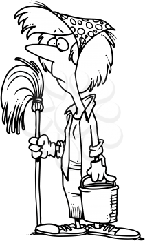 Royalty Free Clipart Image of a Cleaning Woman