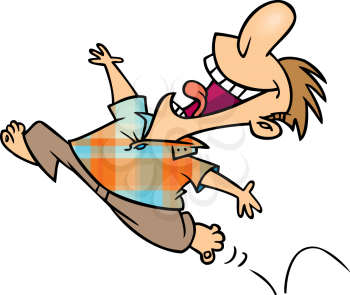 Royalty Free Clipart Image of a Male Youth Running Joyfully
