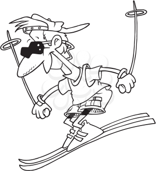 Royalty Free Clipart Image of a Guy Skiing