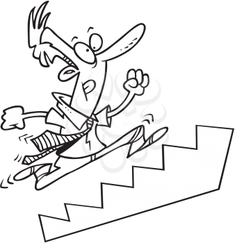 Royalty Free Clipart Image of a Man Running Upstairs