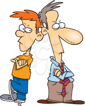 Royalty Free Clipart Image of an Angry Father and Son