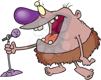 Royalty Free Clipart Image of a Standup Caveman Comic