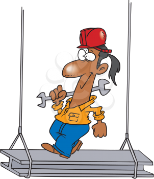 Royalty Free Clipart Image of a Man on a Girder
