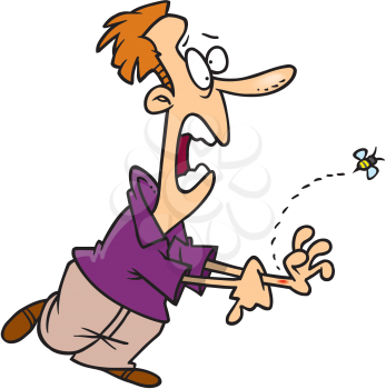 Royalty Free Clipart Image of a Man Stung by a Bee
