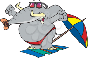 Royalty Free Clipart Image of a Sunbathing Elephant