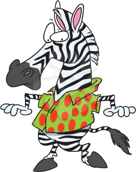 Royalty Free Clipart Image of a Zebra in a Polka Dot Shirt