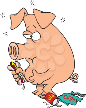 Royalty Free Clipart Image of a Full Pig