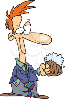 Royalty Free Clipart Image of a Man With a Beer