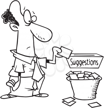 Royalty Free Clipart Image of a Man at a Suggestion Box