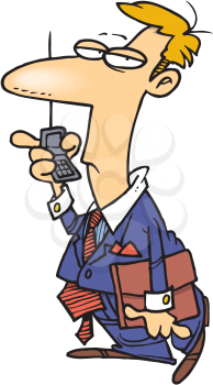 Royalty Free Clipart Image of a Man on a Cellphone