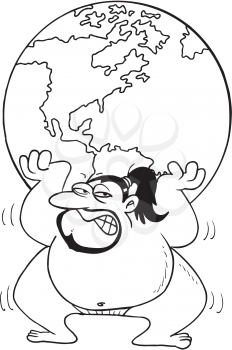 Royalty Free Clipart Image of a Sumo Wrestler Holding a Globe
