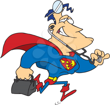 Royalty Free Clipart Image of a Superhero Doctor