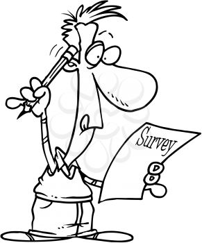 Royalty Free Clipart Image of a Man Filling Out a Survey