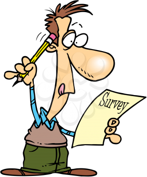 Royalty Free Clipart Image of a Man Filling Out a Survey