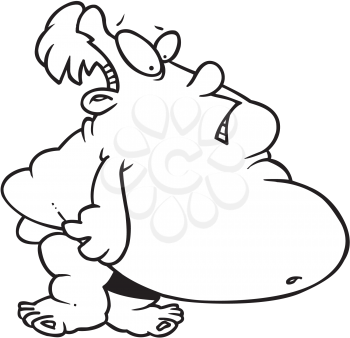Royalty Free Clipart Image of a Fat Man in a Swimsuit