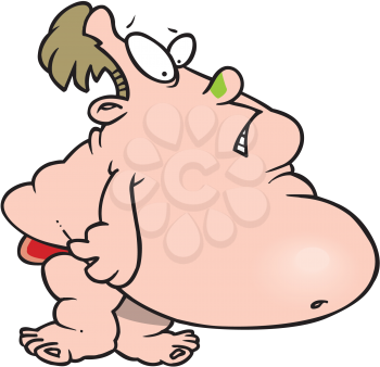 Royalty Free Clipart Image of a Fat Man in a Swimsuit
