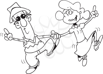 Royalty Free Clipart Image of a Couple Jiving