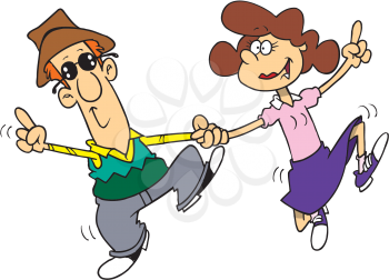 Royalty Free Clipart Image of a Couple Jiving