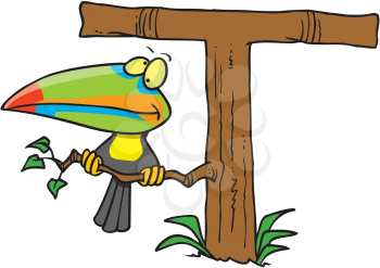 Royalty Free Clipart Image of a Toucan and a T