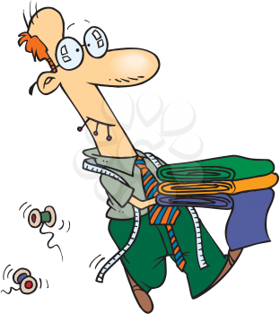 Royalty Free Clipart Image of a Man Carrying Fabric