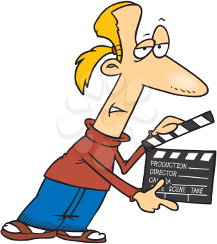 Royalty Free Clipart Image of a Man With a Clapperboard