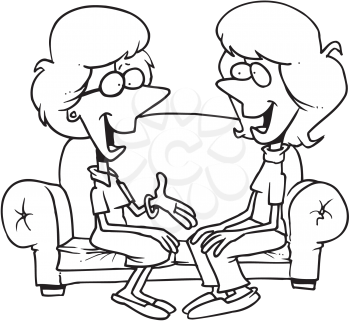 Royalty Free Clipart Image of Two Women Talking