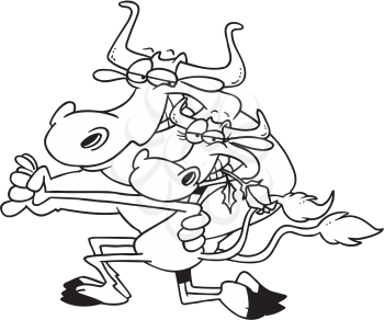 Royalty Free Clipart Image of a Cow and Bull Dancing a Tango