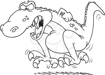 Royalty Free Clipart Image of a Dinosaur Throwing a Temper Tantrum