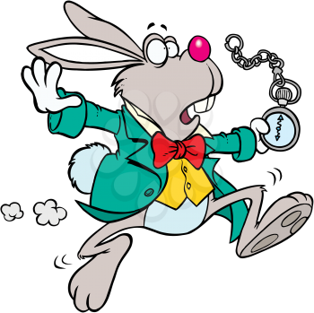 Royalty Free Clipart Image of a Rabbit With a Stopwatch