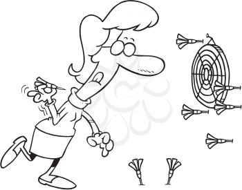 Royalty Free Clipart Image of a Woman Playing Darts