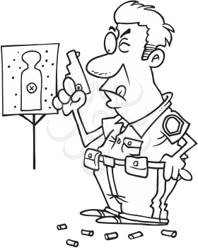 Royalty Free Clipart Image of a Cop at Target Practice