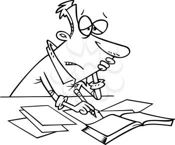 Royalty Free Clipart Image of a
Man Preparing His Taxes