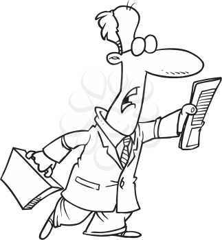 Royalty Free Clipart Image of a Man With a Newspaper and Briefcase