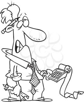 Royalty Free Clipart Image of an Accountant With an Adding Machine