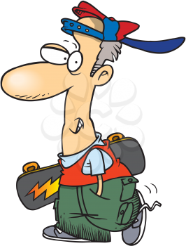 Royalty Free Clipart Image of a Man With a Skateboard