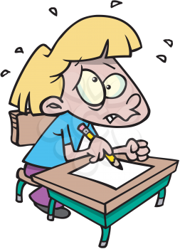 Royalty Free Clipart Image of a Girl at a Desk