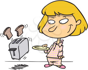 Royalty Free Clipart Image of a Child Making Toast
