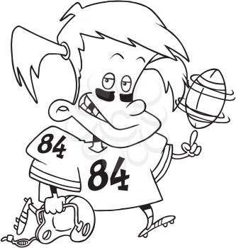 Royalty Free Clipart Image of a Girl in a Football Uniform