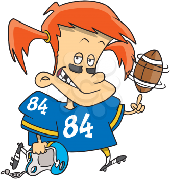 Royalty Free Clipart Image of a Girl in a Football Uniform
