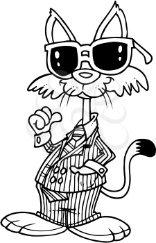 Royalty Free Clipart Image of a Cool Cat