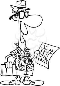 Royalty Free Clipart Image of a Tourist With a Map
